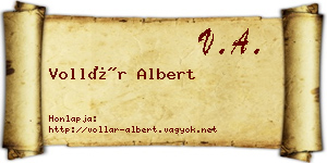 Vollár Albert névjegykártya