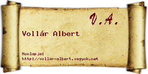Vollár Albert névjegykártya